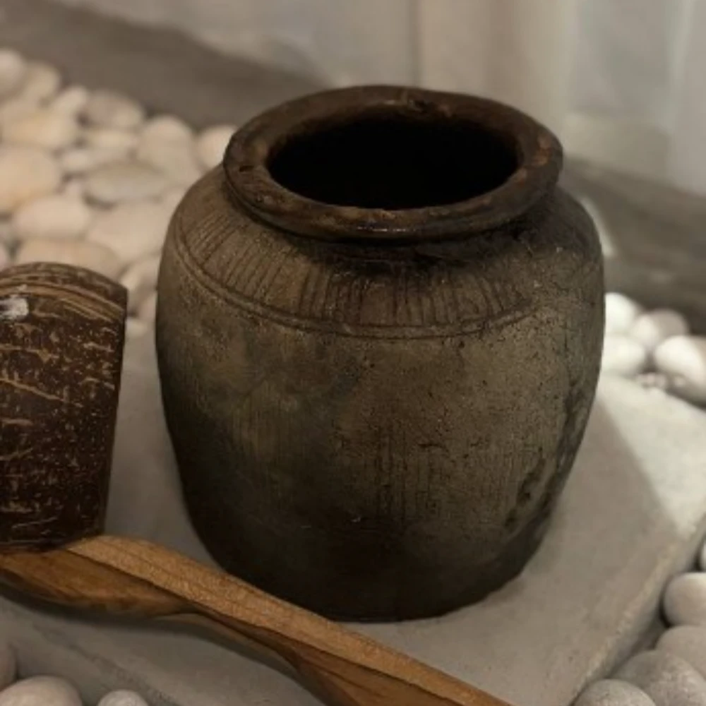 Traditional clay jar spa decor