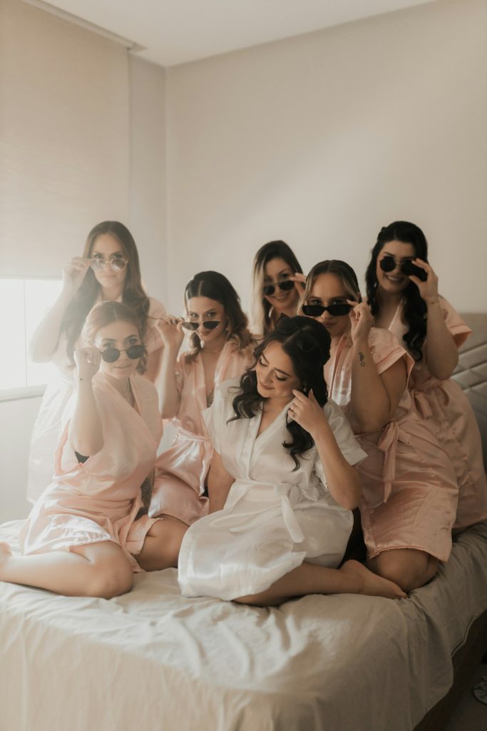 Bridal shower spa party in robes