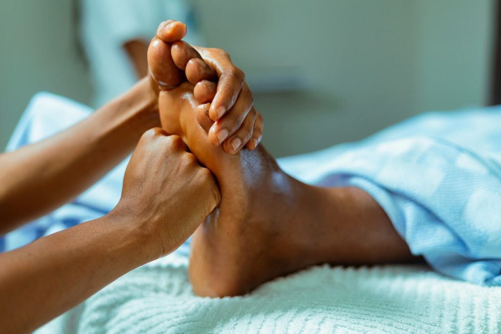 Relaxing foot massage with oil