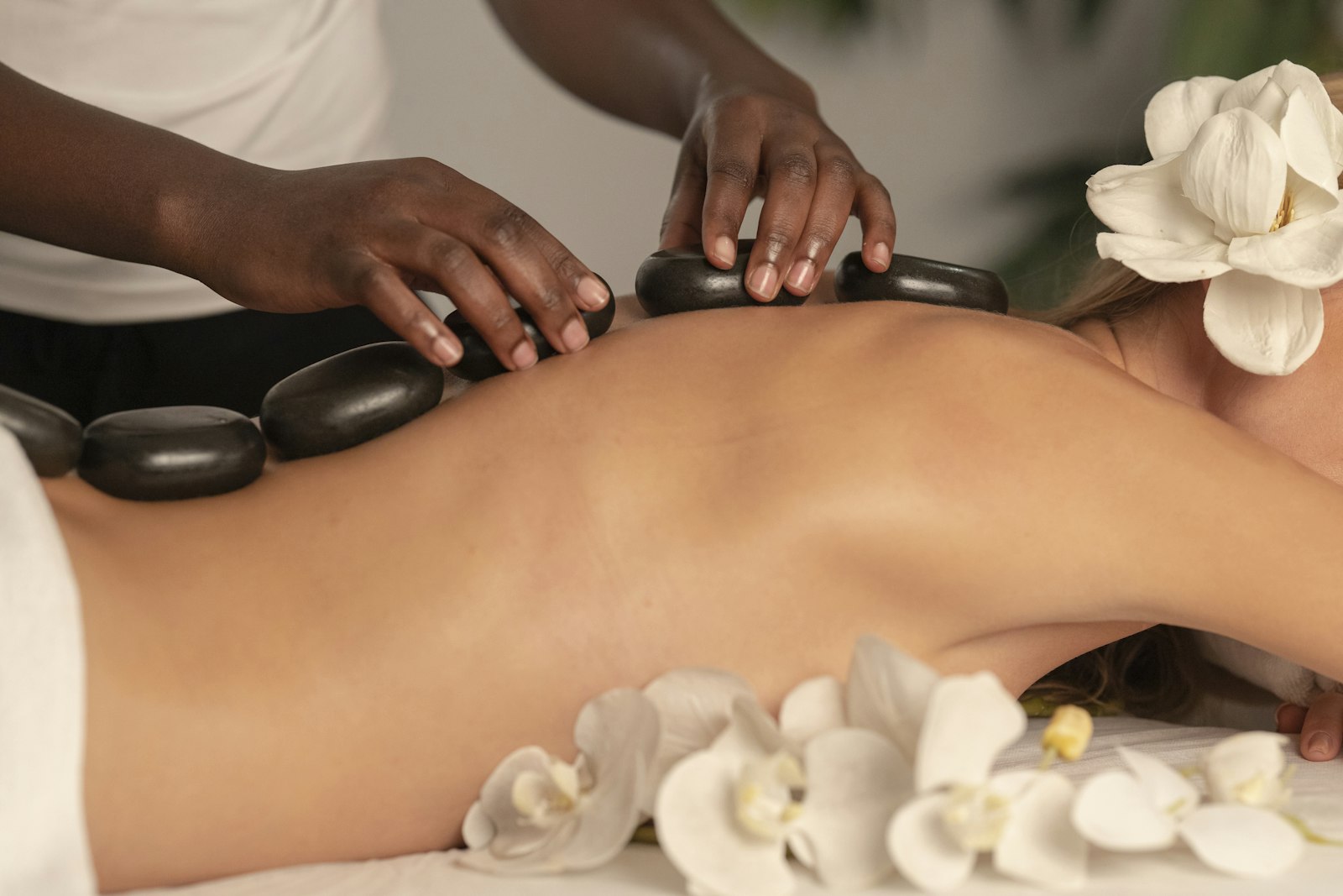 Hot stone massage at a spa in Kuala Lumpur